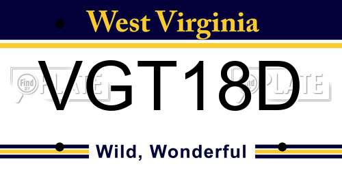 VGT18D West Virginia License Plate
