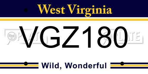 VGZ180 West Virginia License Plate