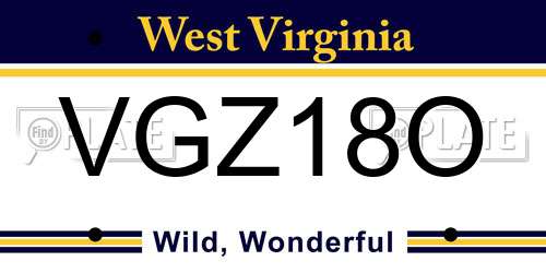 VGZ18O West Virginia License Plate