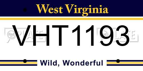 VHT1193 West Virginia License Plate