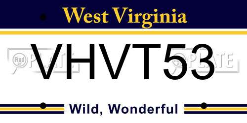 VHVT53 West Virginia License Plate
