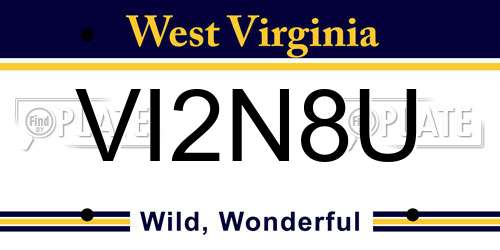 VI2N8U West Virginia License Plate