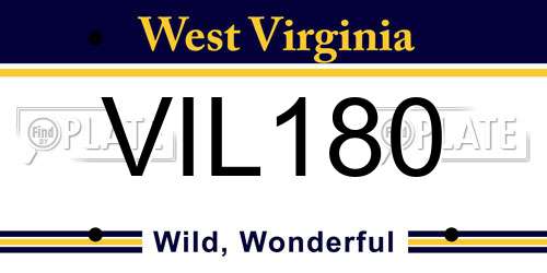 VIL180 West Virginia License Plate