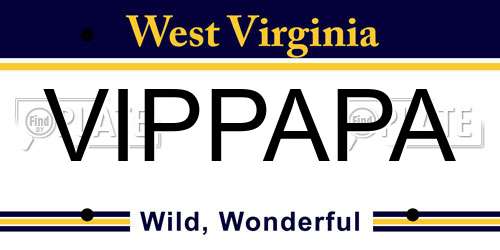 VIPPAPA West Virginia License Plate