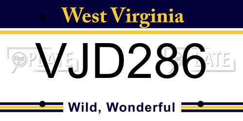 VJD286 West Virginia License Plate
