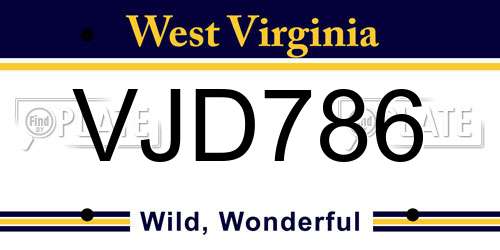 VJD786 West Virginia License Plate