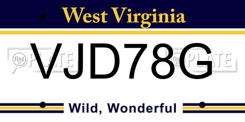 VJD78G West Virginia License Plate