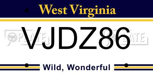 VJDZ86 West Virginia License Plate