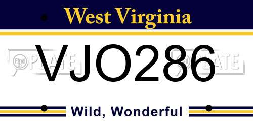 VJO286 West Virginia License Plate