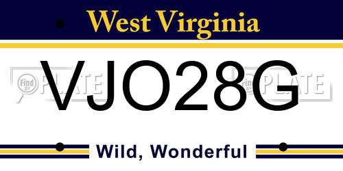 VJO28G West Virginia License Plate