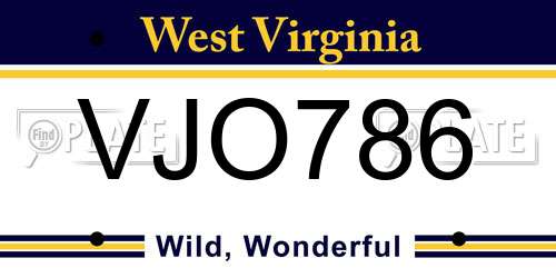 VJO786 West Virginia License Plate