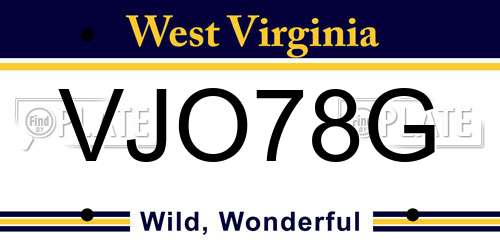 VJO78G West Virginia License Plate