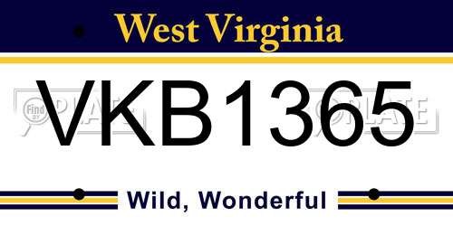 VKB1365 West Virginia License Plate