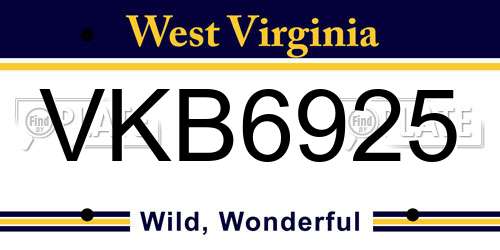VKB6925 West Virginia License Plate