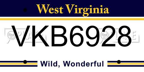 VKB6928 West Virginia License Plate