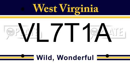 VL7T1A West Virginia License Plate
