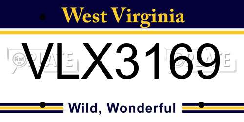 VLX3169 West Virginia License Plate