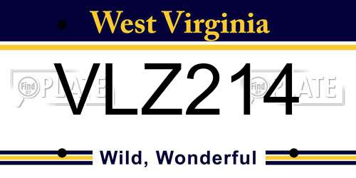 VLZ214 West Virginia License Plate