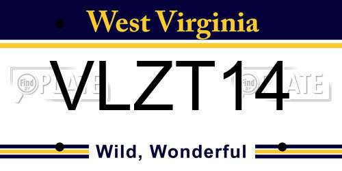VLZT14 West Virginia License Plate