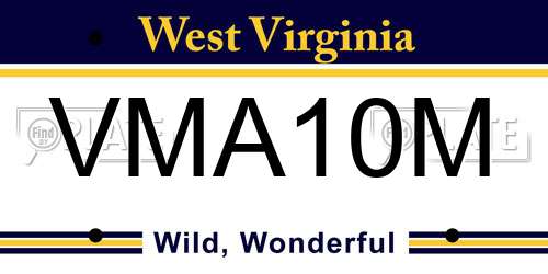 VMA10M West Virginia License Plate