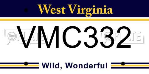 VMC332 West Virginia License Plate