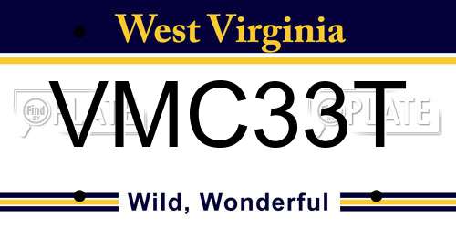 VMC33T West Virginia License Plate