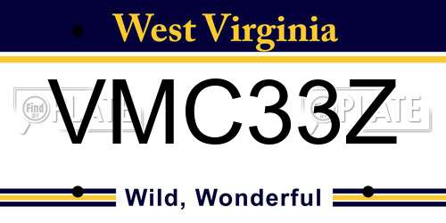 VMC33Z West Virginia License Plate