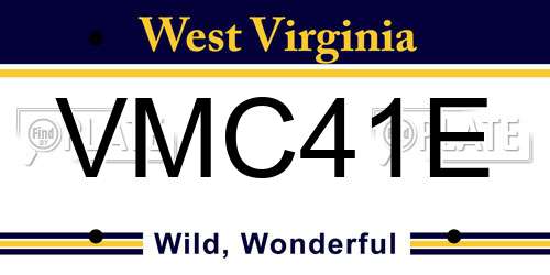 VMC41E West Virginia License Plate