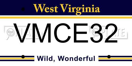 VMCE32 West Virginia License Plate