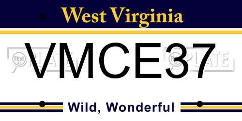 VMCE37 West Virginia License Plate
