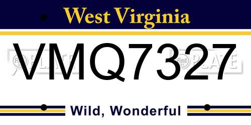 VMQ7327 West Virginia License Plate
