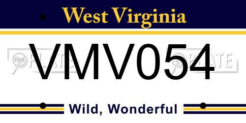 VMV054 West Virginia License Plate