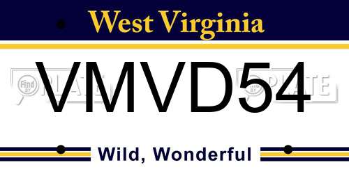 VMVD54 West Virginia License Plate