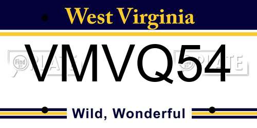 VMVQ54 West Virginia License Plate