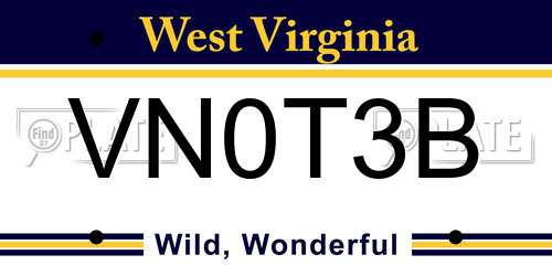VN0T3B West Virginia License Plate