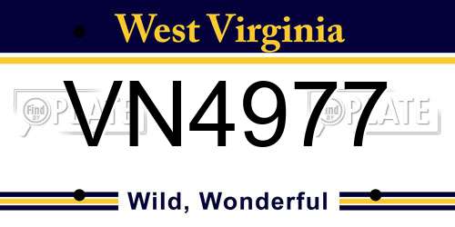 VN4977 West Virginia License Plate
