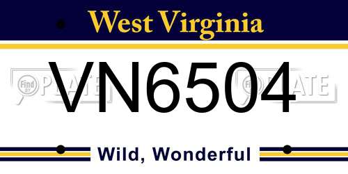 VN6504 West Virginia License Plate