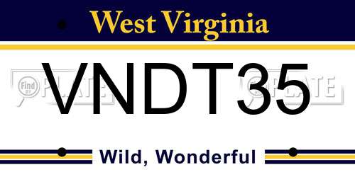 VNDT35 West Virginia License Plate