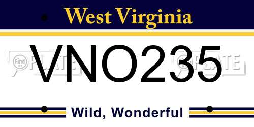 VNO235 West Virginia License Plate