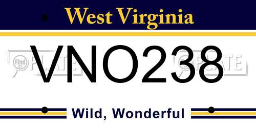VNO238 West Virginia License Plate