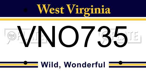VNO735 West Virginia License Plate