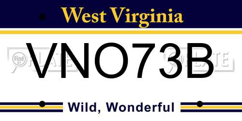 VNO73B West Virginia License Plate