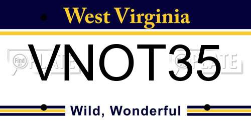 VNOT35 West Virginia License Plate