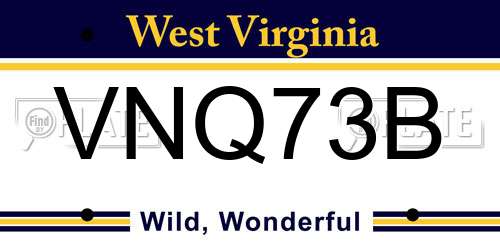 VNQ73B West Virginia License Plate