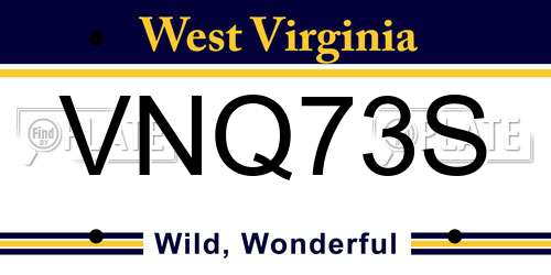 VNQ73S West Virginia License Plate