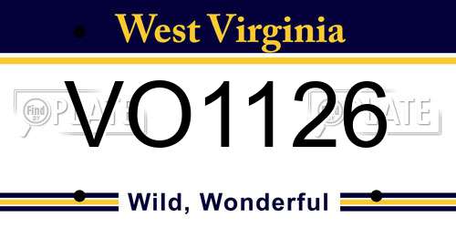 VO1126 West Virginia License Plate