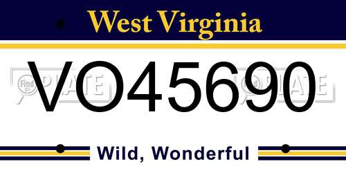 VO45690 West Virginia License Plate