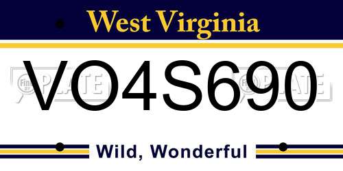 VO4S690 West Virginia License Plate