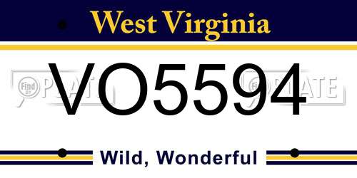 VO5594 West Virginia License Plate