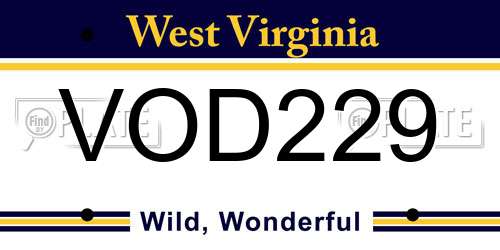 VOD229 West Virginia License Plate
